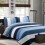 Ensemble de courtepointe réversible en coton bleu marine pour lit simple 1