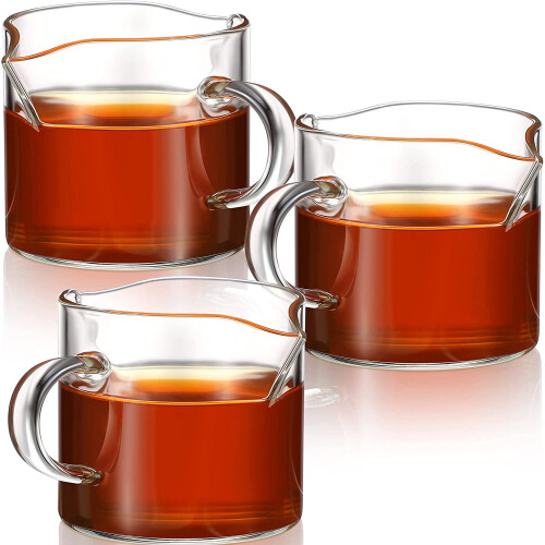 Copo de dose para café expresso com bico duplo, copo de leite de vidro transparente.