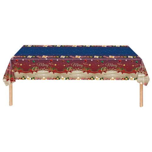 Christmas Tree Tablecloth Plastic Wood Grain54x108Inch