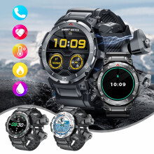 Montre connectée sport Jacenvly avec écouteurs argentés 2,01 pouces