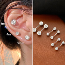 Rygai Ohrstecker mit Zirkonia, 5 mm, hypoallergen, Schraubverschluss