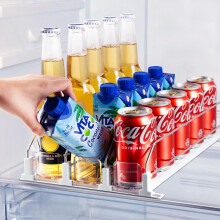 Organizador de bebidas para refrigerador para latas de 12 oz, 16 oz y 20 oz (3 o 5 filas)