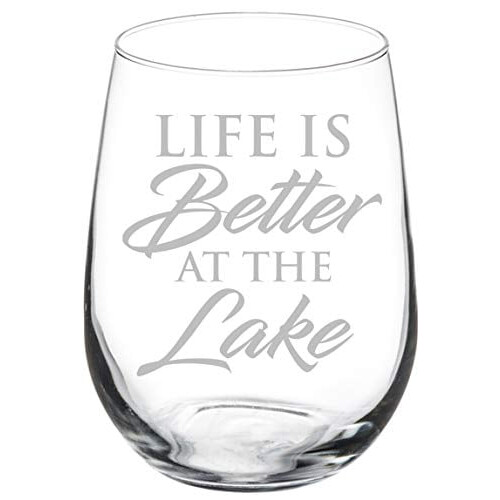 Ποτήρι κρασιού Life Is Better At The Lake 17oz χωρίς στέλεχος