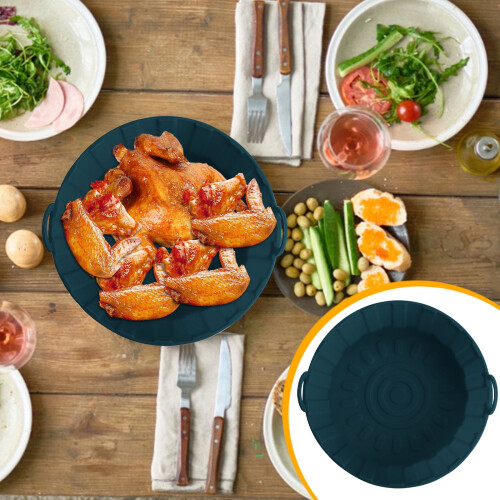 Forro de silicone para fritadeira a ar de 8,5 polegadas, resistente ao calor e reutilizável.