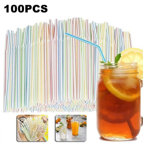 Disposable Flexible Drinking Straws 100 Pieces