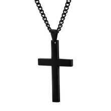 Collier pendentif croix pour homme, noir, or, argent