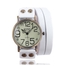 Vintage leren armbandhorloge voor dames met Romeinse cijfers