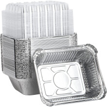 Aluminium voedselbakken met deksels 5,5 x 4,5 inch 50 stuks