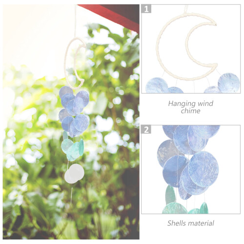 Sino de vento decorativo para exterior, com conchas e corda de algodão. 1