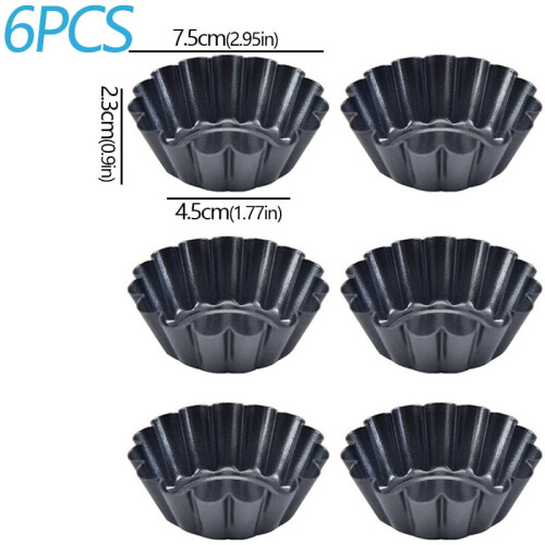 Egg tart molds carbon steel fluted round6pcs