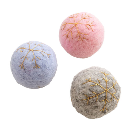 Felt Snowflake Ornaments Pink Blue Gray 3-Pack