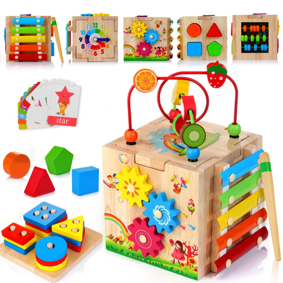 Wooden Activity Cube Baby Toys Hellowood