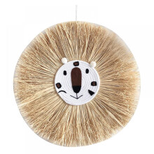 Boho wandtapijt van katoen macramé met leeuw, 20 inch rond
