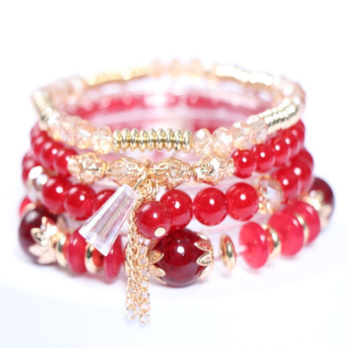 Set di braccialetti elasticizzati bohémien con perline Zhuge per donna e