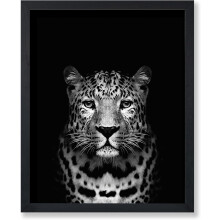 Vintage luipaardposter in zwart-wit, 11x14 inch.