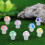 Ensemble de 10 statues de champignons roses phosphorescentes en résine 1
