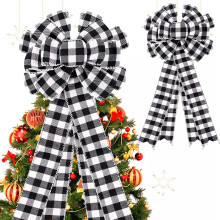 Buchet de Crăciun cu model Buffalo Plaid Bow, model Farmhouse, mărime mare