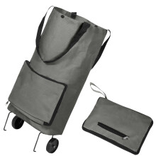 Chariot de courses pliable gris pour le rangement du linge de maison 2 en 1
