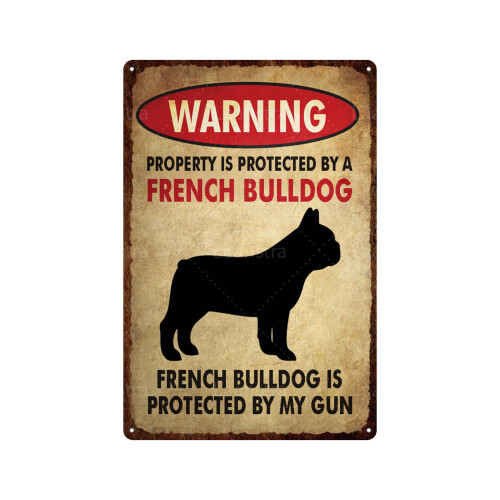 Placa de metal vintage com aviso sobre cães, 30x20 cm (12x8 polegadas)