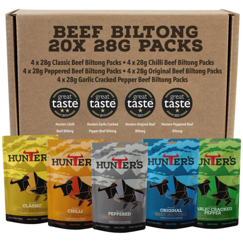 Hunters Beef Snack 20 Pack Variety Beef Biltong