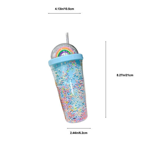 Ποτήρι με καλαμάκι 550 ml, αδιάβροχο, χωρίς BPA, γαλάζιο 2