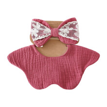 Ensemble bavoir pour bébé et bandeau à nœud papillon en-B