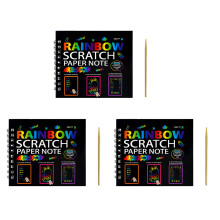 Twin Coil Binding Scratch Doodling Book with Wooden Tool-small