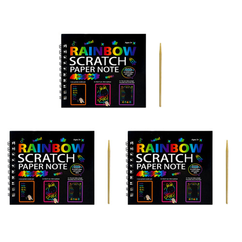 Twin Coil Binding Scratch Doodling Book with Wooden Tool-small