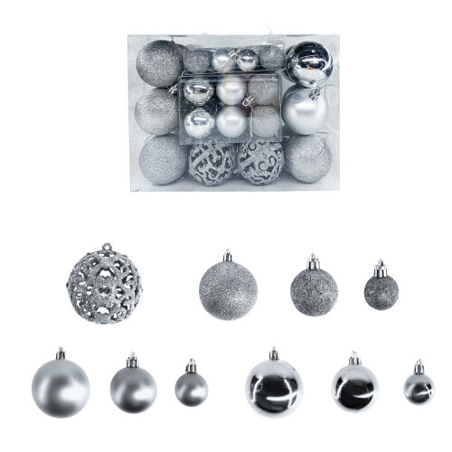 Shatterproof Christmas Balls Ornaments Set Silver 50 pcs 1