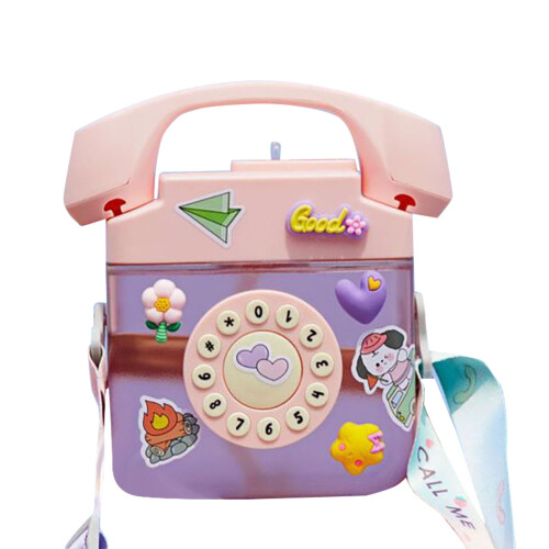 Borraccia rosa retrò a forma di telefono con tracolla 1