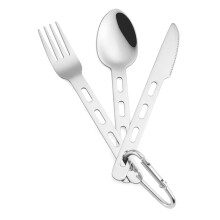 Set de tacâmuri de camping din oțel inoxidabil, 3 seturi