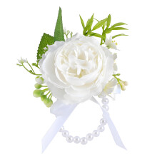 Boutonnière de demoiselle d'honneur de-Fleur de poignet blanche