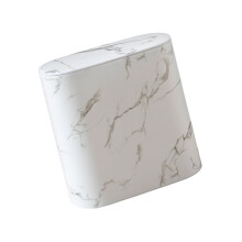 Poubelle pratique avec couvercle à pression, Design-marbre blanc