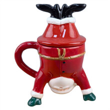 Kerstmok van keramiek met sneeuwpop en kerstman (11 oz)