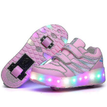 (pink, 30) Roller sneakers for boys and girls with flashing wheels