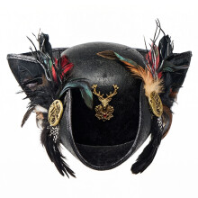 Buccaneer Feather Pirate Cap for Halloween Parties and-Black