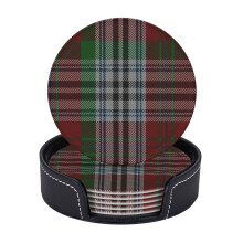 Porta-copos de couro com estampa xadrez Metcalf (6 peças)