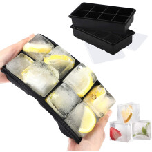 Bandeja de silicona para cubitos de hielo con tapa, libre de BPA (2 unidades)