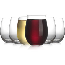 Stemless Wine Glasses 20 oz Set of 6 Red and White