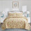 JML Steppdecken-Set, Mikrofaser, 3-teilig, Queen-Size, Beige mit Blumenmuster 1