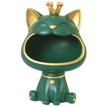 Gelukskatje ornament, groen, synthetisch hars beeldje, 1 stuk