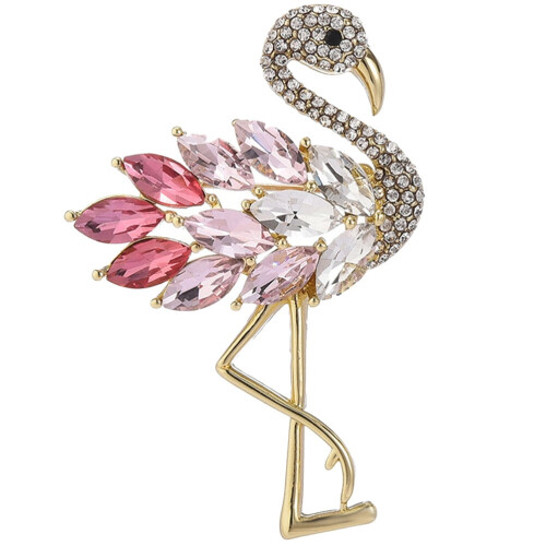 Καρφίτσα Flamingo με στρας για γυναίκες