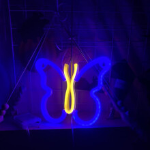 Luminária de parede em acrílico neon LED em formato de borboleta (1 peça)