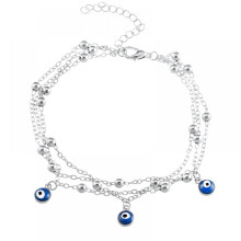Lolita-Armband, silbernes, mehrlagiges Perlen-Fußkettchen mit