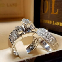 925 Sterling Silver White Sapphire Ring Set