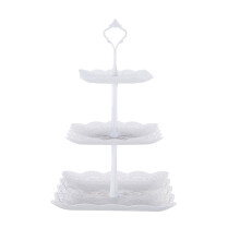 Alzata per torte a 3 livelli in plastica trasparente per esporre dessert
