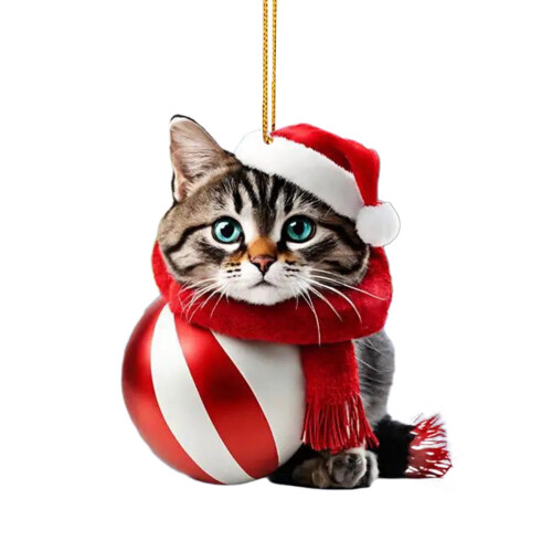 Julevedhæng ballonkat akryl ornament