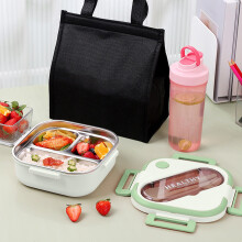 Marmita Bento em aço inoxidável com colher e pauzinhos.