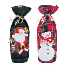 Weihnachts-Weinflaschentasche mit Weihnachtsmann- und Schneemannmotiv (2 Stück)