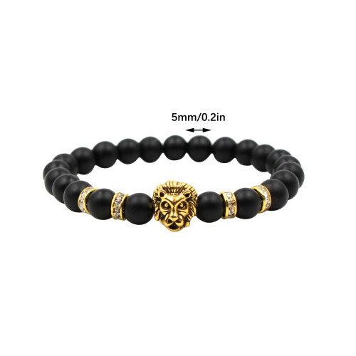 YiFudd sort matteret sten leopard stretch armbånd 8mm
